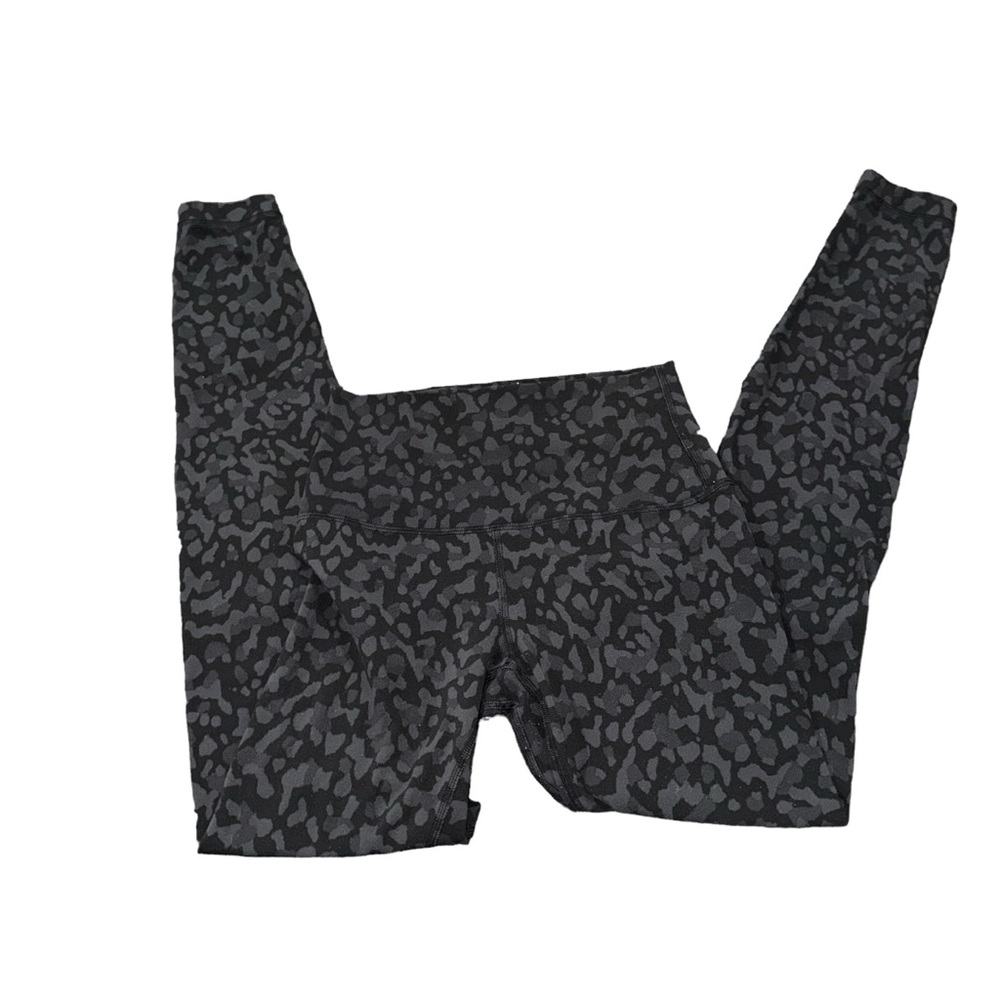 Lululemon Wunder Train High-Rise Tights Womens 4 Black Gray Leopard Running Yoga